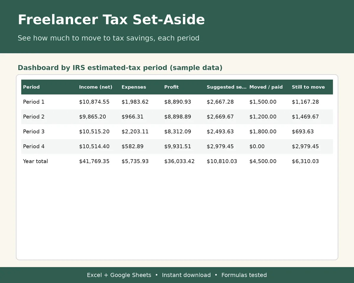 Freelancer Income & Tax Set-Aside Tracker preview