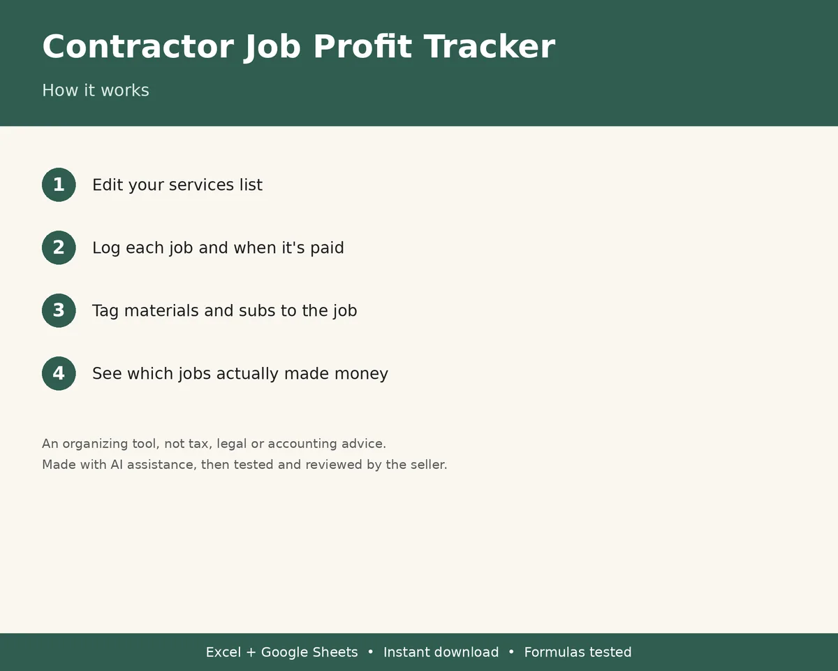 Contractor Bookkeeping & Job Profit Tracker, image 3