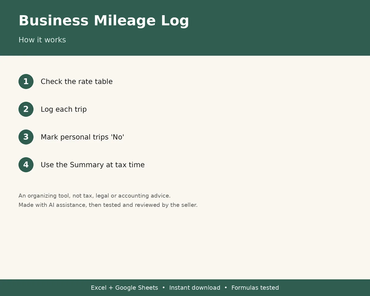 Business Mileage Log (2026 IRS rates), image 3